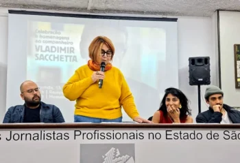 Ato de homenagem a Vladimir Sacchetta no Sindicato dos Jornalistas de São Paulo em 15 de junho de 2026