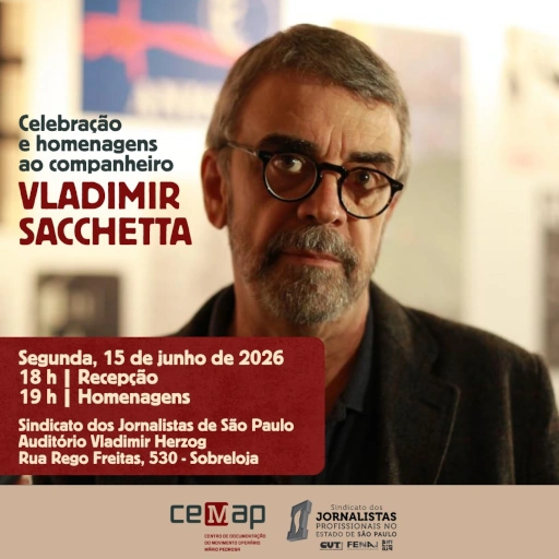 Cartaz do ato em homenagem a Vladimir Sacchetta