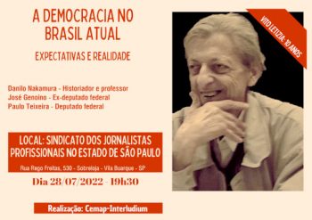 Cartaz do debate "A democracia no Brasil atual"