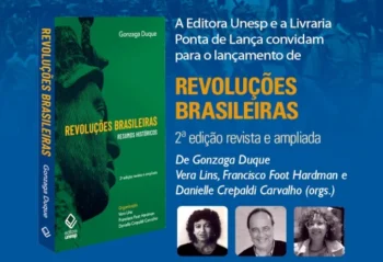 Detalhe de cartaz do lançamento do livro "Revoluções brasileiras"