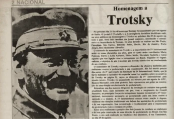 Matéria do jornal “O Trabalho” nº 73, de 12 de agosto de 1980, convoca para o ato pelos 40 anos do assassinato de Leon Trotsky
