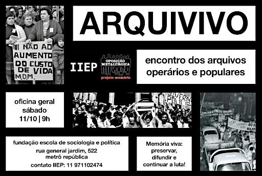 Cartaz de encontro de arquivos operários e populares do IIEP